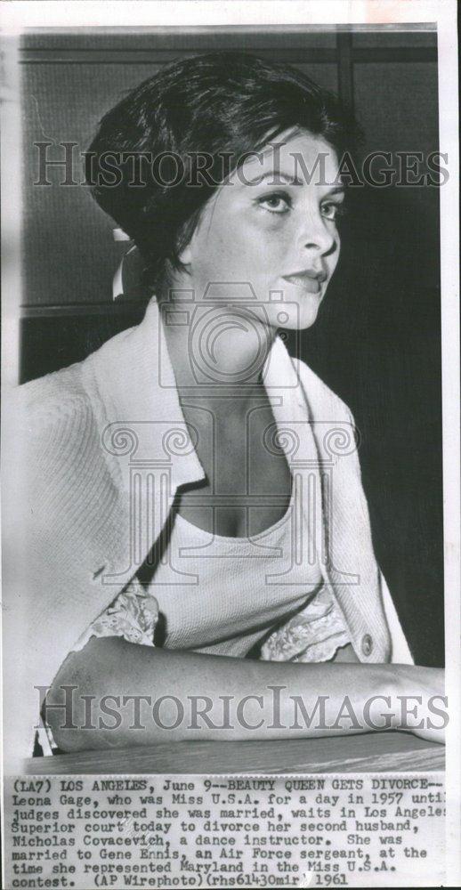 1961 Press Photo Leona Gage Miss USA married divorce - RRV00731 - Historic Images