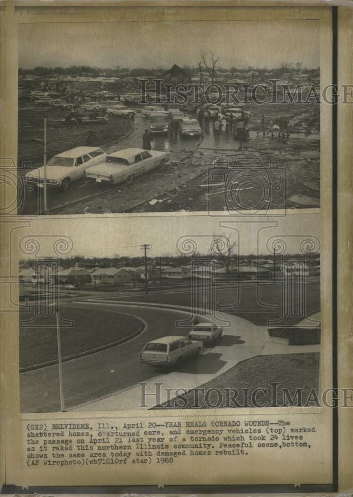 1968 Press Photo Tornado Destruction Rebuilding Year - RRV65321 - Historic Images