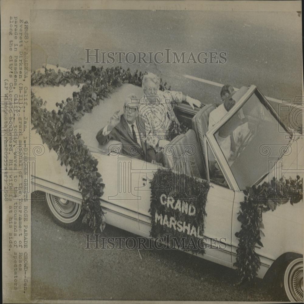 1968 Press Photo Sen Dirksen Rose Parade Grand Marshal - RRV26501 - Historic Images