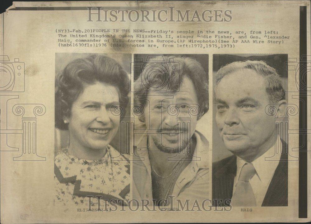 1976 Press Photo Queen Elizabeth Eddie Fisher Gen. Haig - RRV48373 - Historic Images