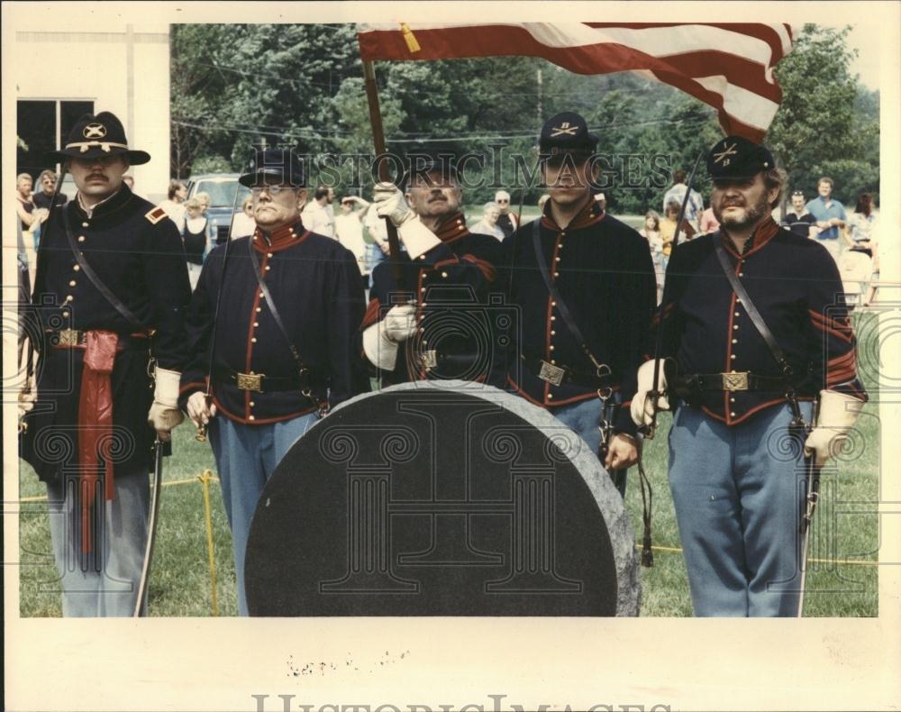 1991 Press Photo honor guard Civil War marker Veterans - RRV39663 - Historic Images