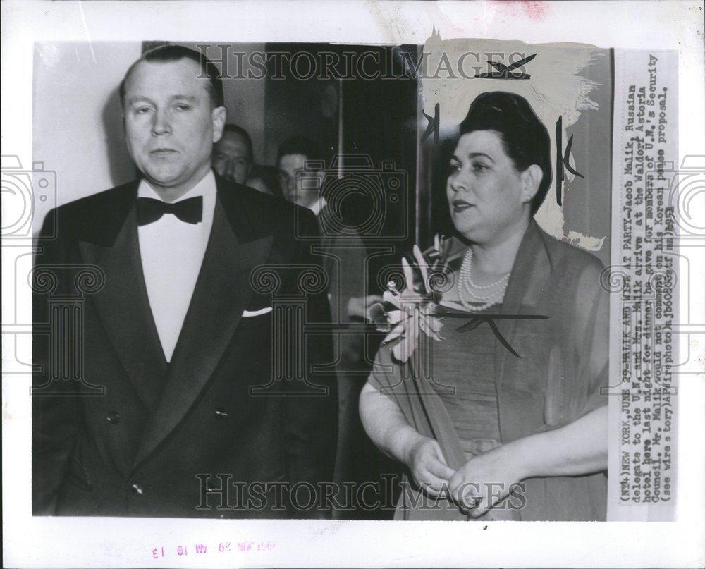 1951 Press Photo Mr. &amp; Mrs. Jacob Malik U.N. council - RRV71147 - Historic Images