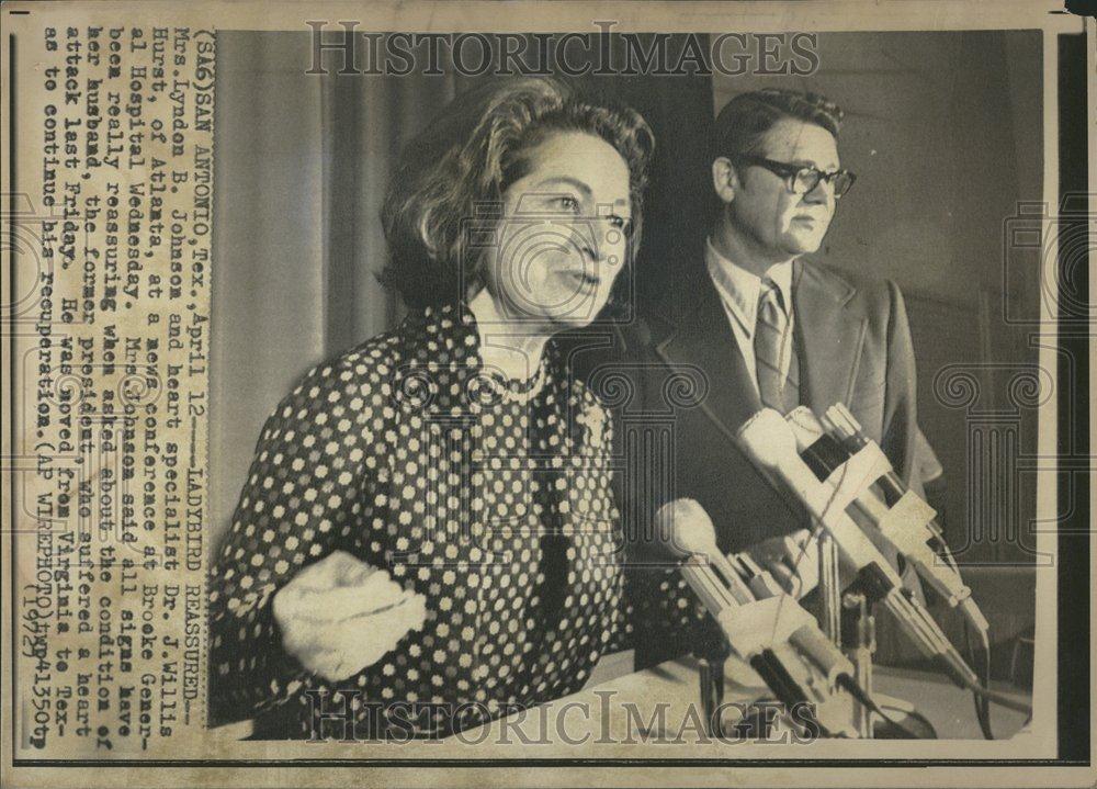 1972 Press Photo Mrs. Lyndon B. Johnson Dr. Hurst - RRV49349 - Historic Images