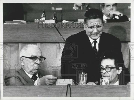 Press Photo three communist Leaders L Longo, Enrico Berlinguer, & G Amendola - Historic Images