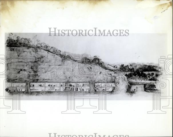 Press Photo Cross Section of a Portion of More than 30 Acre Underground city - Historic Images