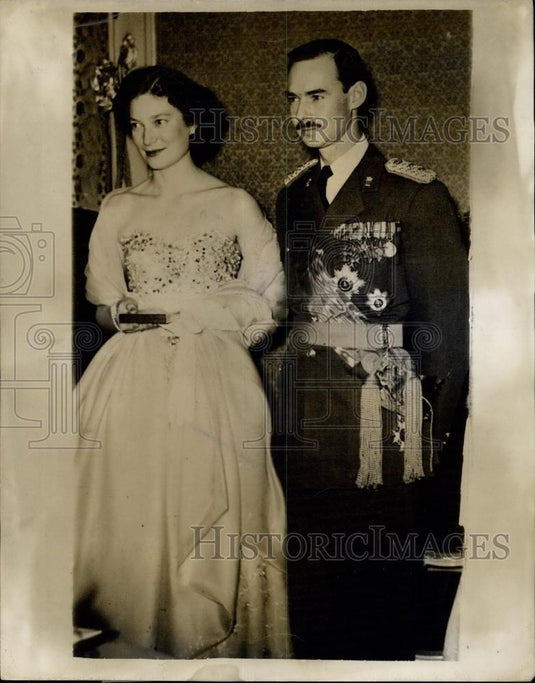 1953 Press Photo Princess Josephine Charlotte in Satin & Sequins - Historic Images