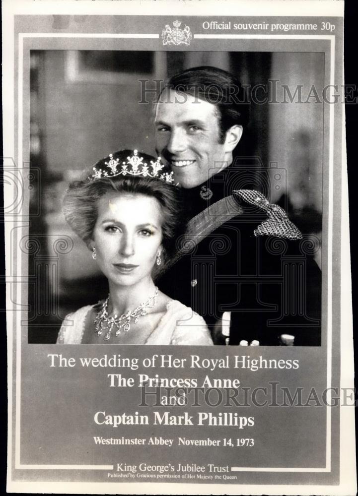 1973 Press Photo Program For Princess Anne&#39;s Wedding - Historic Images