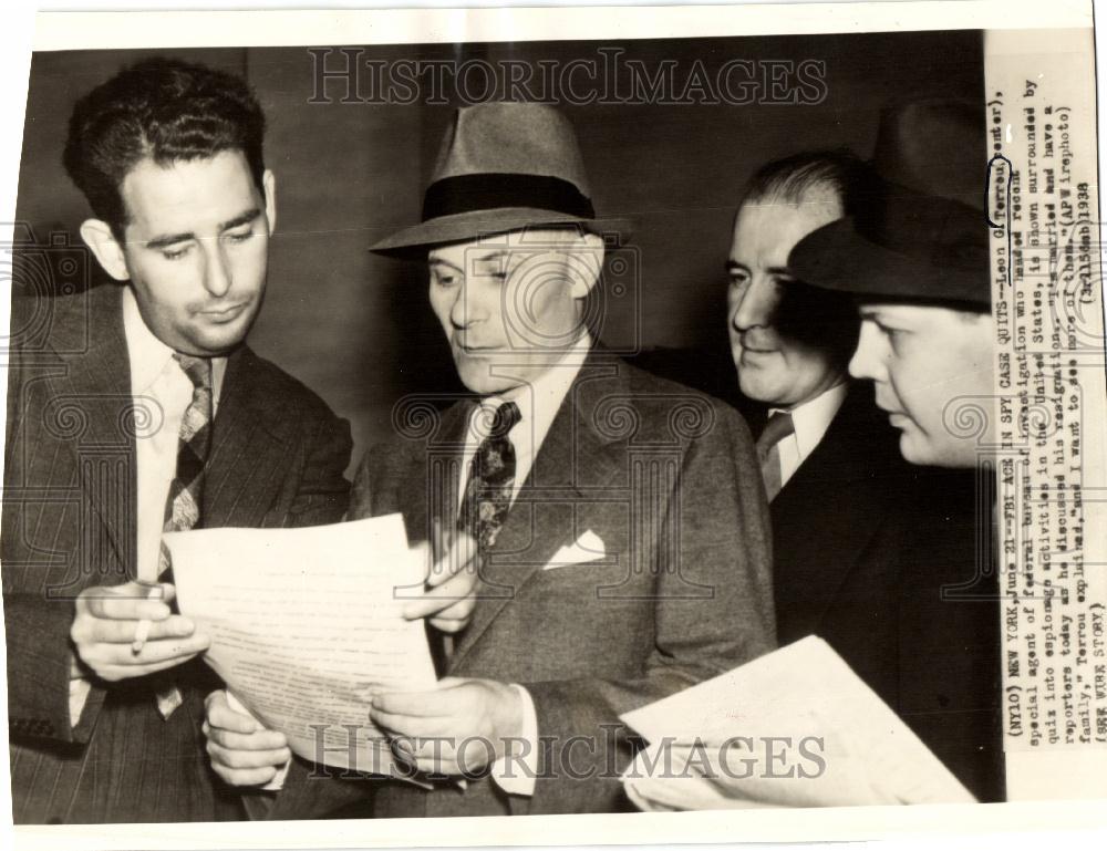 1938 Press Photo Leon G. Terreu federal bureau United - Historic Images