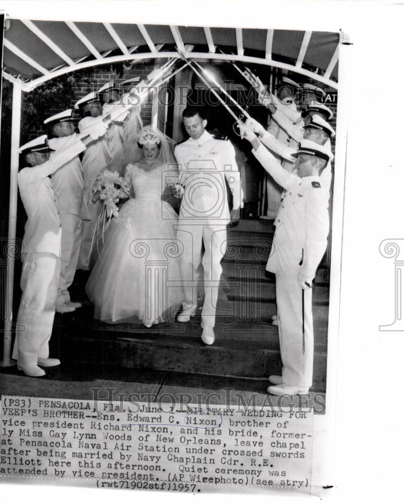 1957 Press Photo Edward C Nixon brother Richard weds - Historic Images