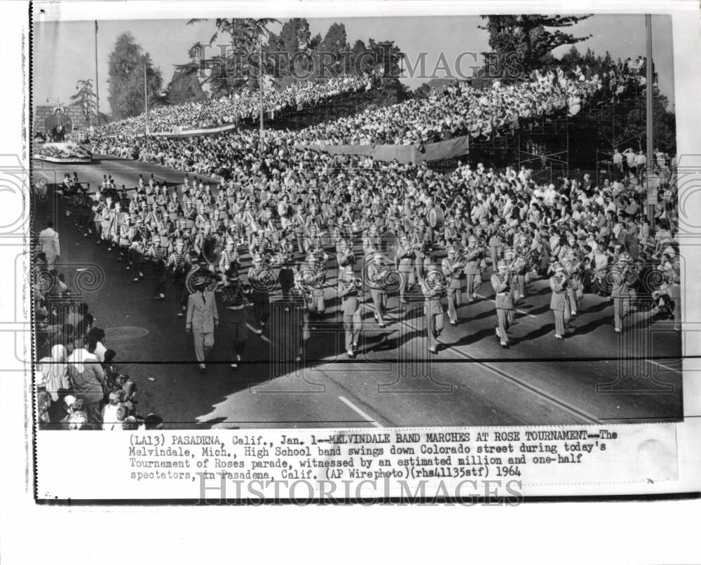 1964 Press Photo Melvindale Band Marches Rose Tourn - Historic Images