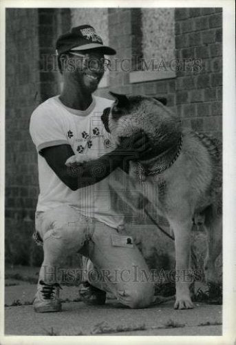 1991 Press Photo Michigan Humane Soc Howard dog play - Historic Images