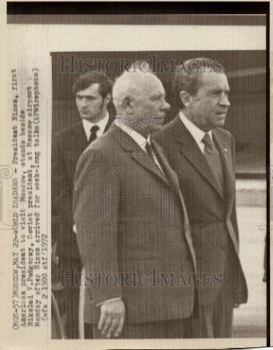 1972 Press Photo Richard Nixon Nikolai Podgoray Moscow - Historic Images