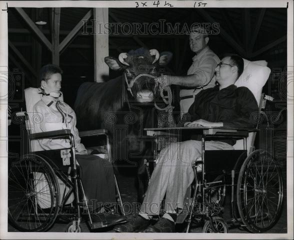 1955 Press Photo state fair polio victims wheelchairs - Historic Images