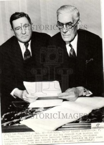 1935 Press Photo Sheridan Downey Dr. Frank E. Townsend - Historic Images