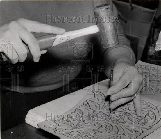 1956 Press Photo leather tooling - Historic Images