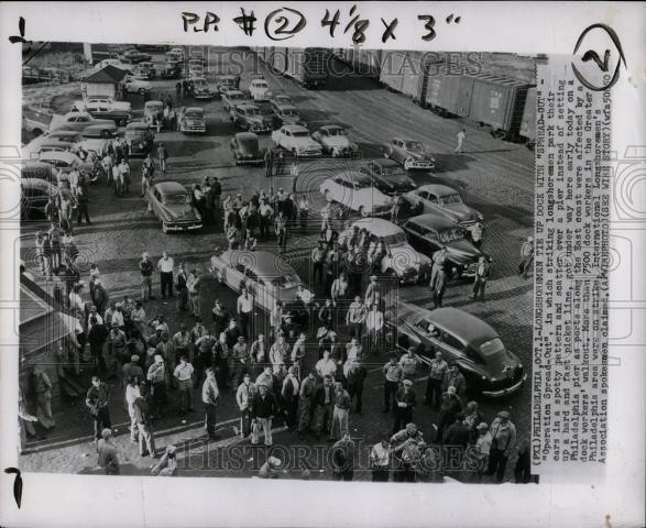 1953 Press Photo Operation Spread-Out Longshoremen Park - Historic Images