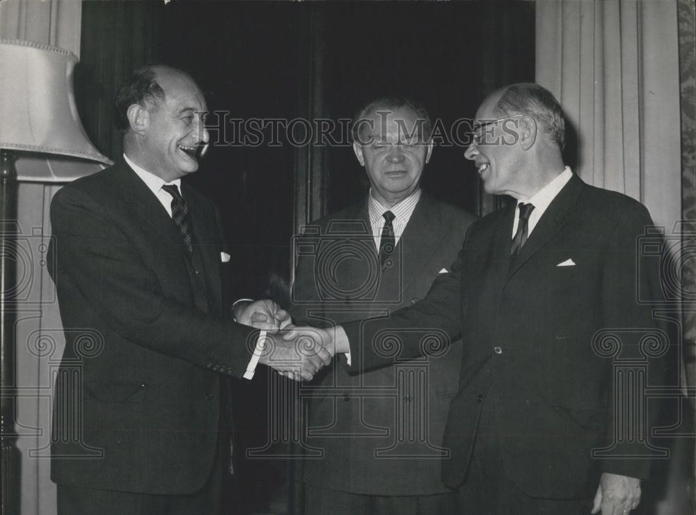 1964 Press Photo Swedish Ministers Torsten Nileson, Gunar Lange, Gordon Walker - Historic Images