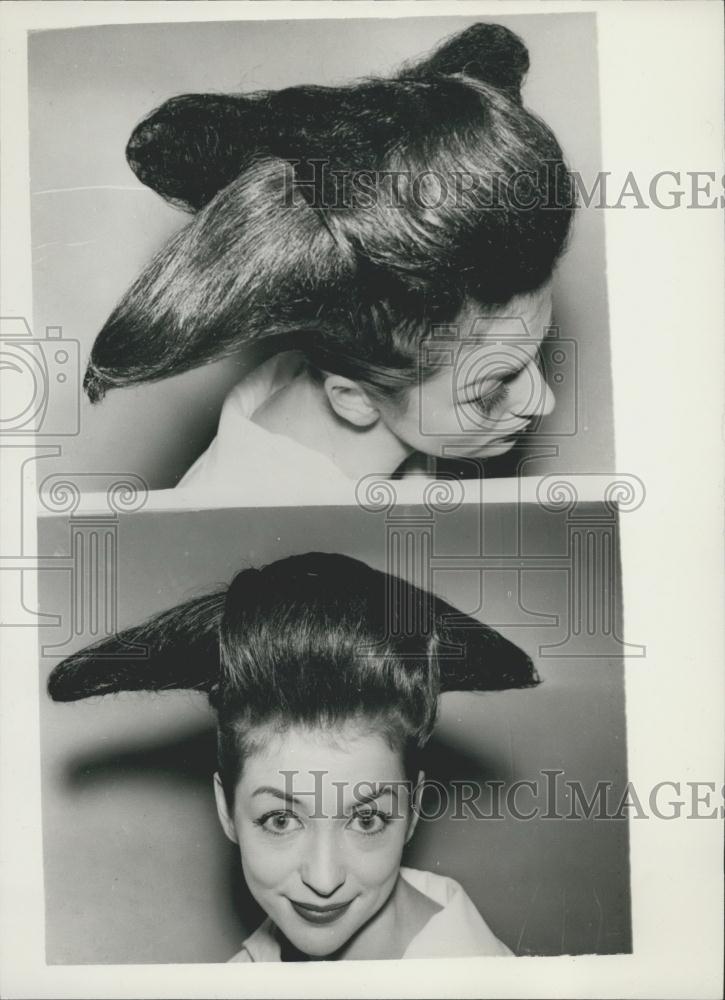 1958 Press Photo Comet style Hair Dew On Display - Historic Images