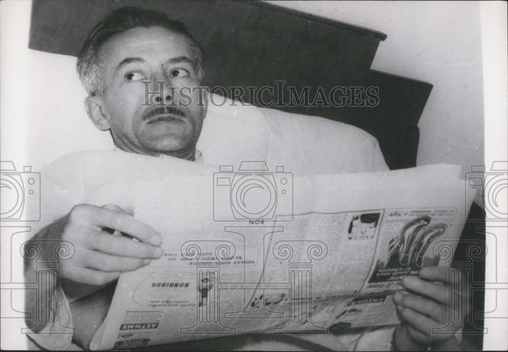 1953 Press Photo French explorer Michel Perrin goes on hunger strike at Lima - Historic Images