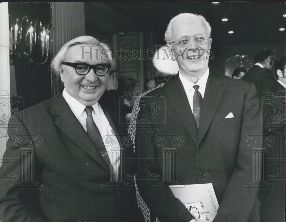 Press Photo Lord George-Brown with Sir Maurice Banks at the Savoy Hotel - Historic Images