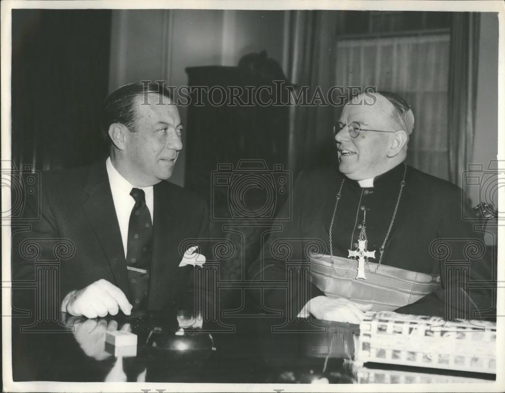 1955 Press Photo NYC MayorRobert Wagner and Cardinal Griffin - Historic Images