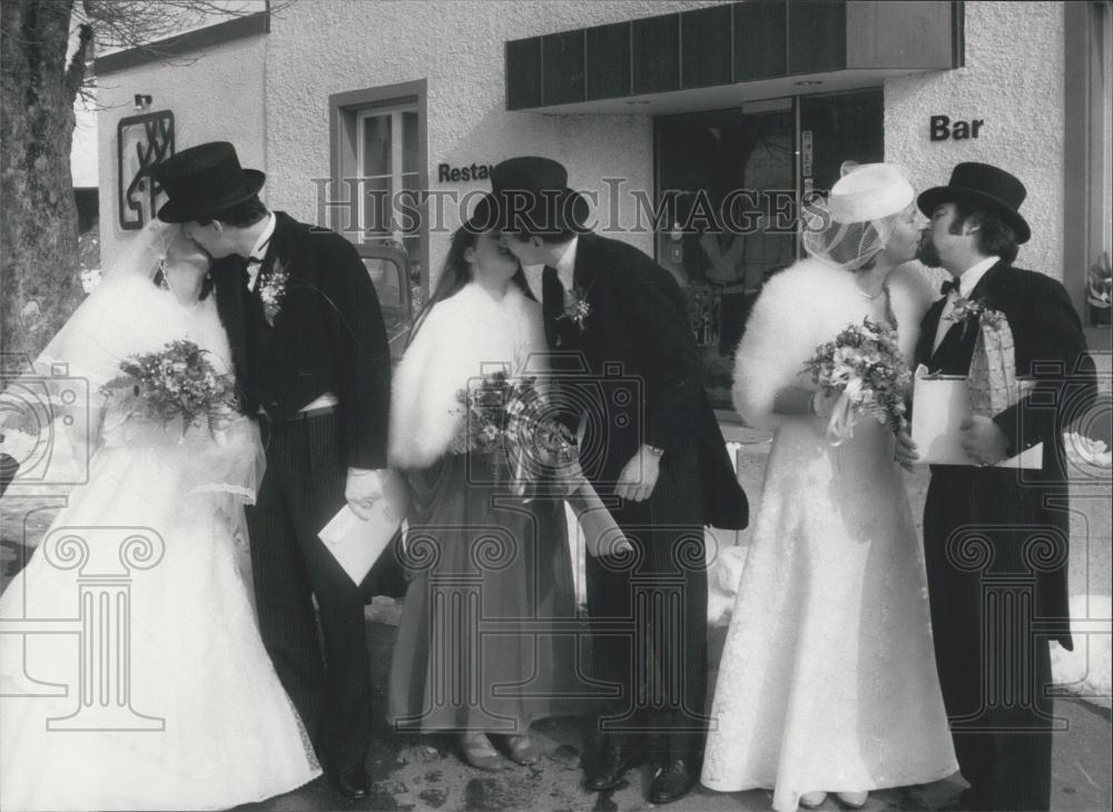 1986 Press Photo Triple-wedding in Switzerland - Historic Images