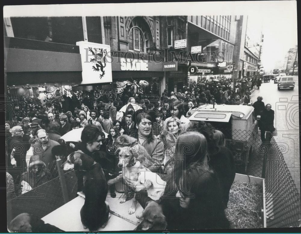 1972 Press Photo Vivisection Abolitionists, Oxford Street, Christmas - Historic Images