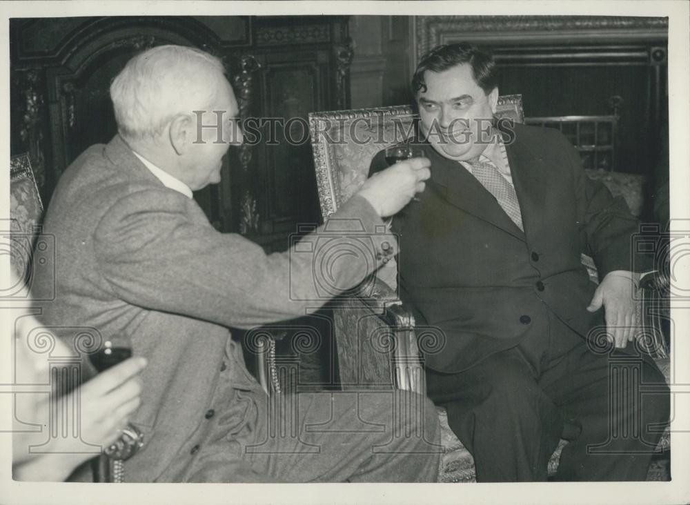 1956 Press Photo Soviet Minister ,Mr Malenkov and Lord Citrine - Historic Images