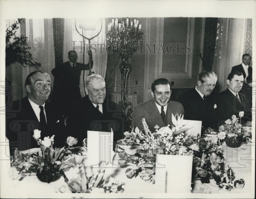 Press Photo PM Sir Anthony Eden &amp; Marshal Bulganin and Mr. Kruschev - Historic Images