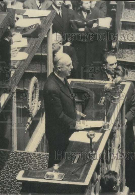 Press Photo M.Pflimlin at the Tribune of France - Historic Images