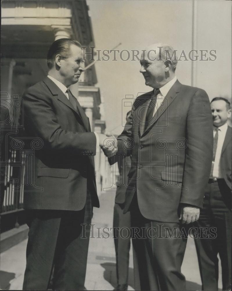 1965 Press Photo US Sec of State Dean Rusk &amp; German Herr Shroeder - Historic Images