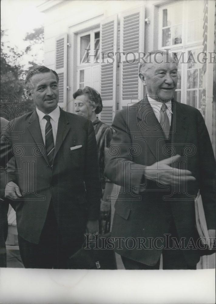 1961 Press Photo Erich Mende, Chancellor Adenauer, German Government - Historic Images