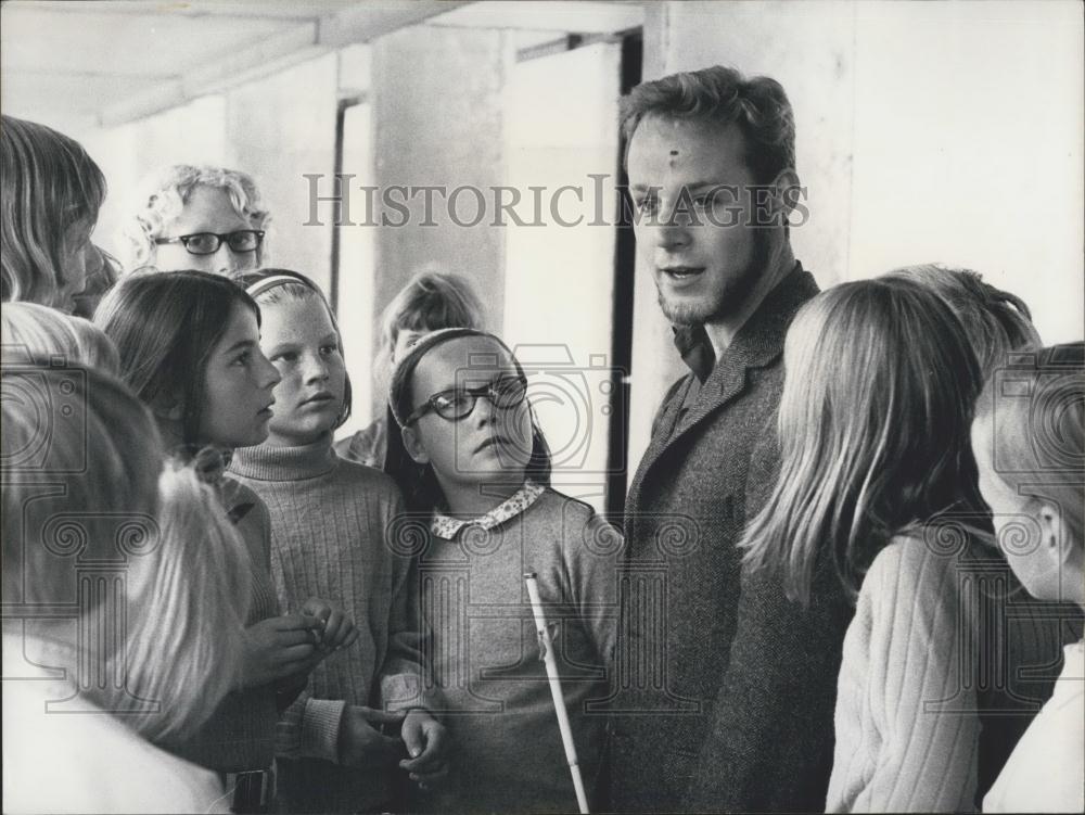 1968 Press Photo Blind Teacher Kurt Nielsen/Copenhagen Denmark - Historic Images