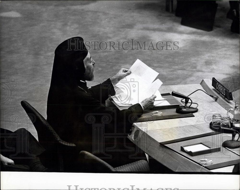 1974 Press Photo Makarios at UN July 19, 1974 - Historic Images