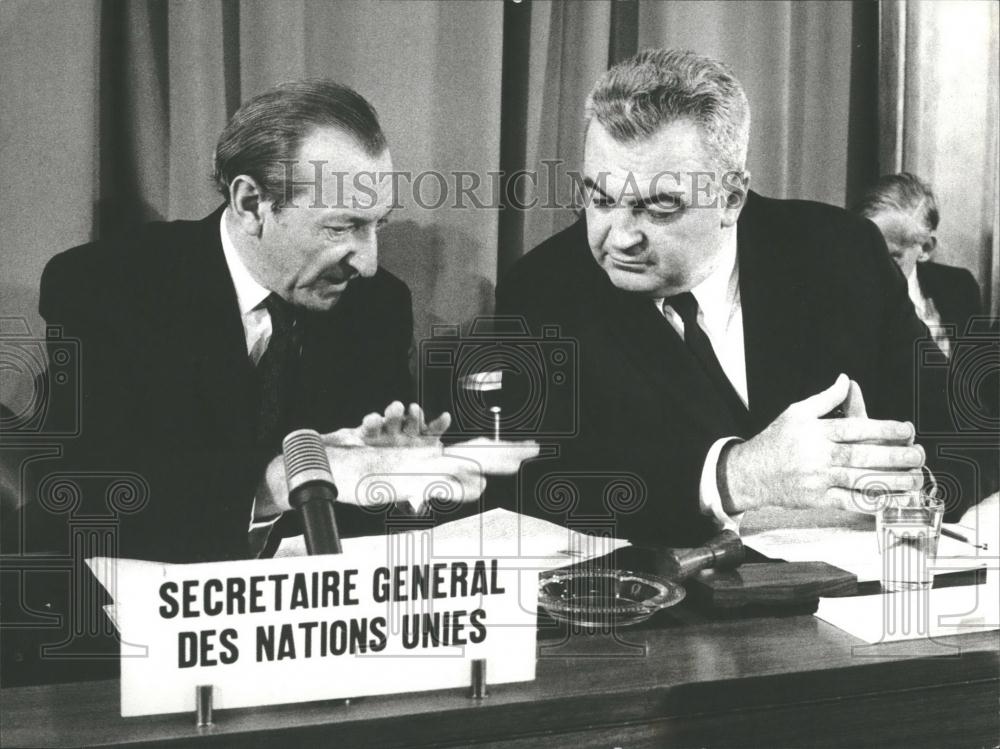 Press Photo UN Sec gen Kurt Waldheim &amp; Pole Karl Szarka - Historic Images