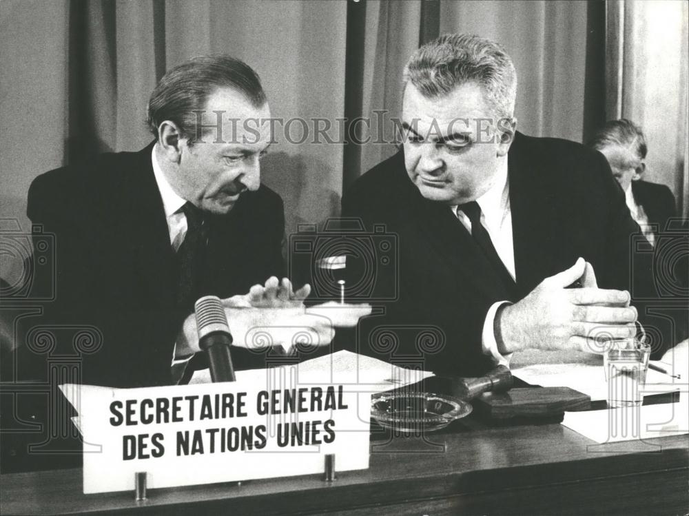 Press Photo UN Sec gen Kurt Waldheim & Pole Karl Szarka - Historic Images