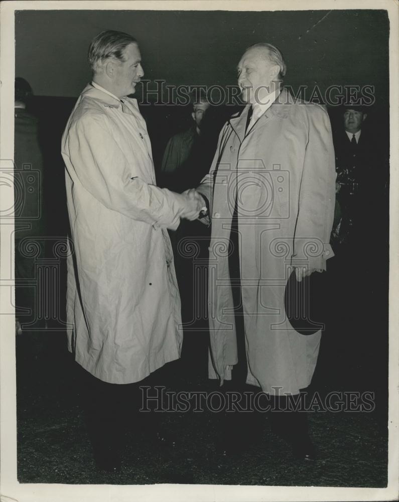 1955 Press Photo German Chancellor Konrad Adenauer With Sir Anthony Eden - Historic Images