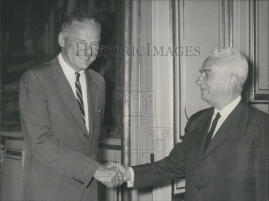 Press Photo Henry Cabot Lodge Received By M. Joxe at The Quai D'orsay - Historic Images