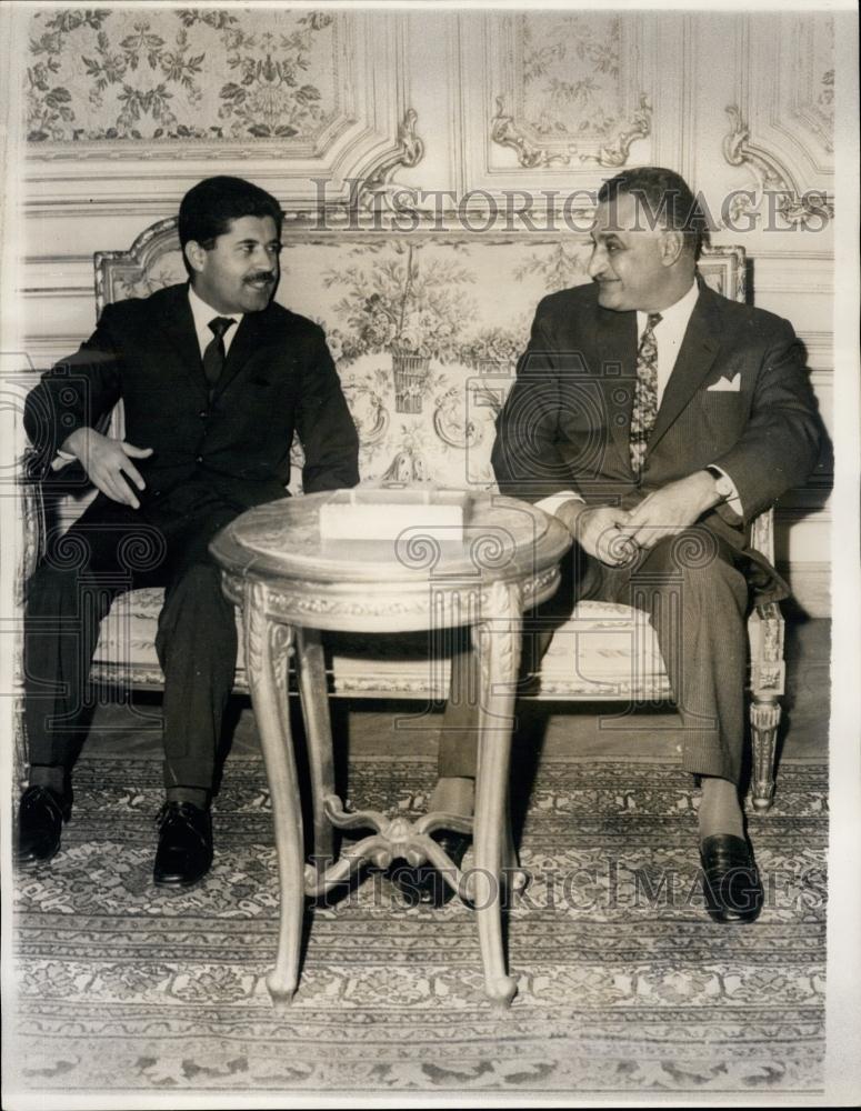 1966 Press Photo UAR,Syria review Arab President Nasser Dr. Yussef Zoyaen - Historic Images