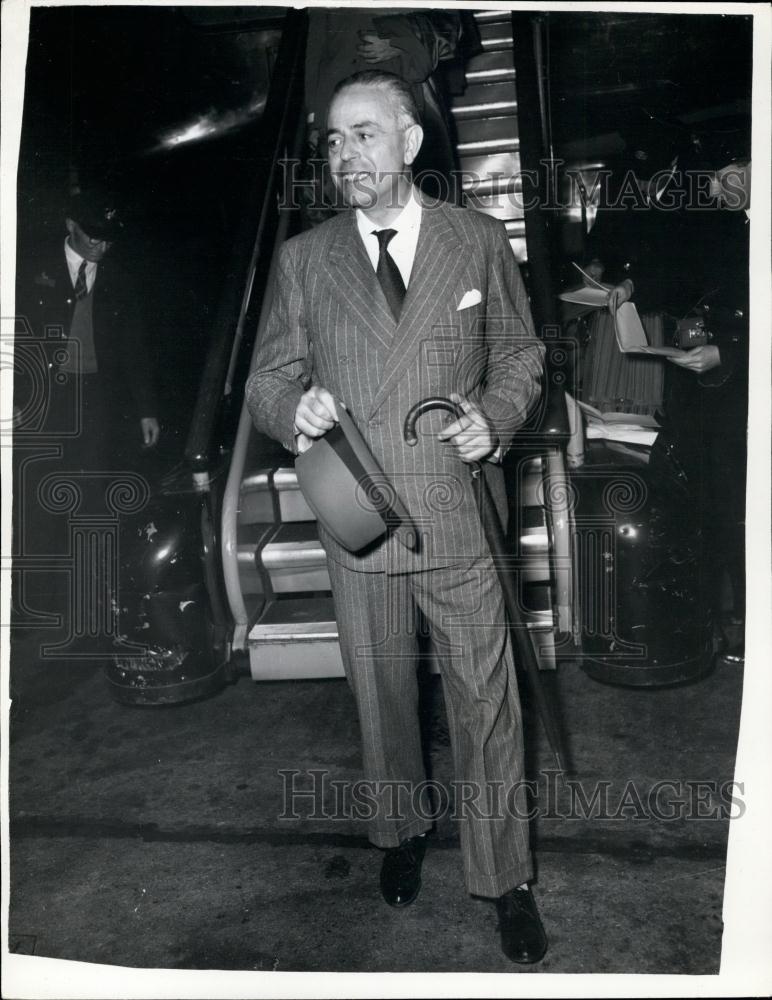1956 Press Photo enor Martino the Italian Foreign Minister arrives at London - Historic Images