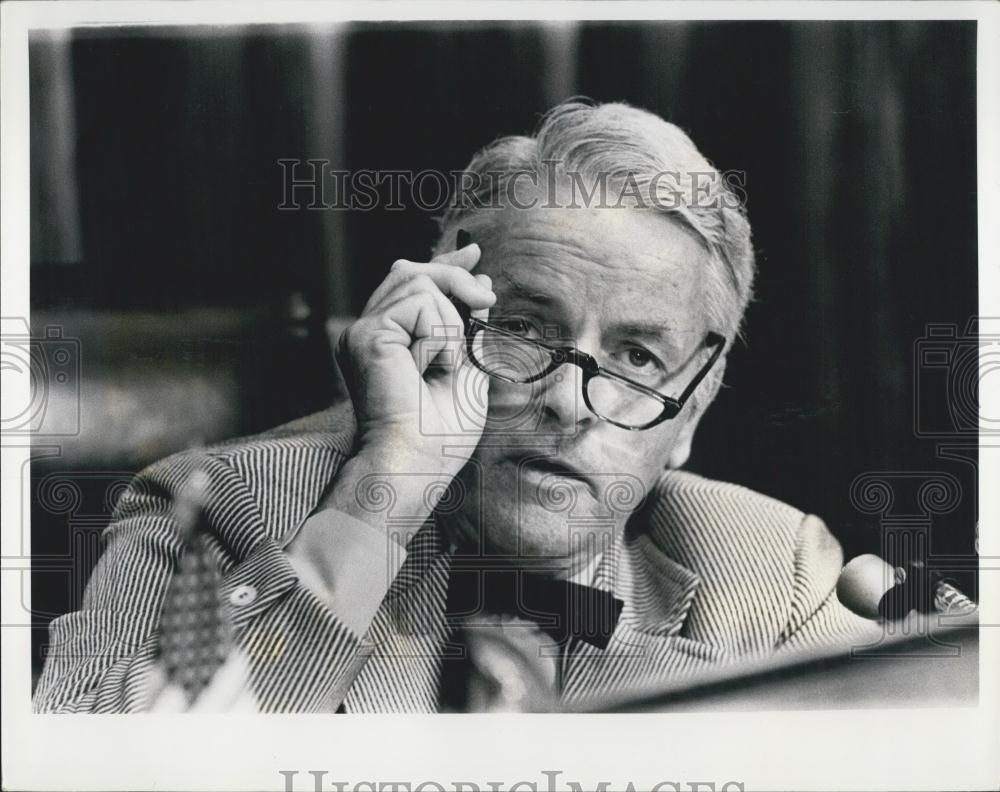 1975 Press Photo Congressman Otis G. Pine, Chairman, Intelligence - Historic Images