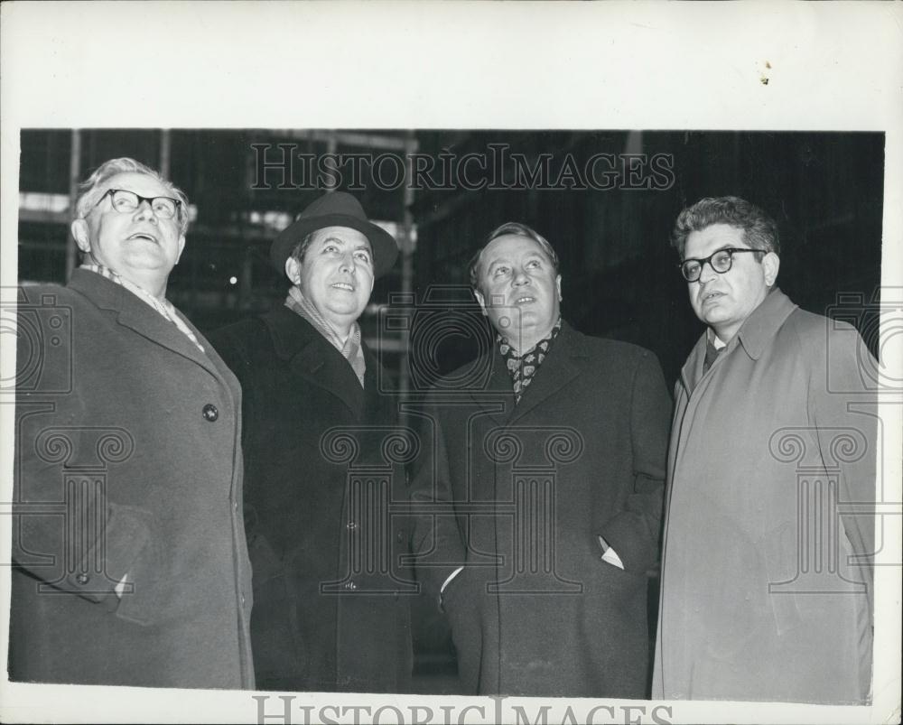 1961 Press Photo Alexei Surkov, Georgy Zhukov, Alexei Adjubel And Victor Maevsky - Historic Images