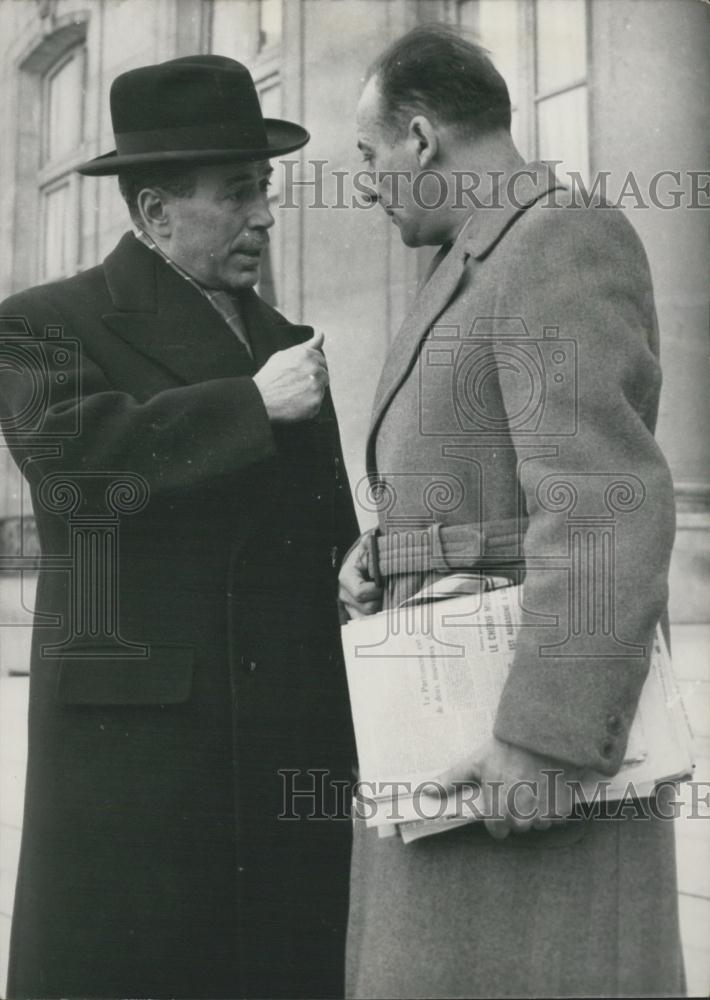 1955 Press Photo M. Antoine Pinay Minister Foreign Affairs M. Tettgen France - Historic Images