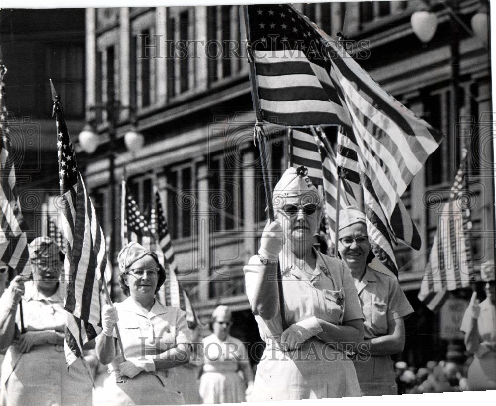 1963 Press Photo ladies marched Flag - Historic Images