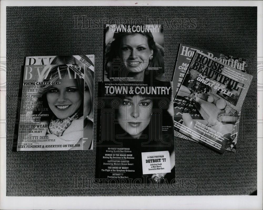 1977 Press Photo Magazines Bazaar Town and Country - Historic Images