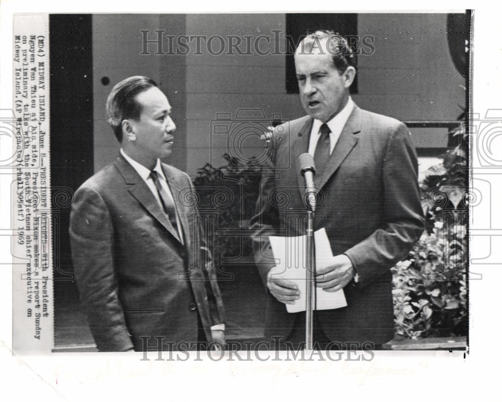 1969 Press Photo President Nguyen Van Thieu Nixon - Historic Images