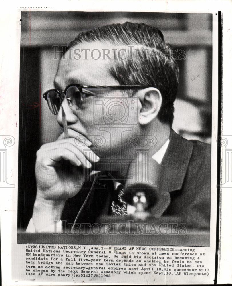 1962 Press Photo U Thant United Nations Secretary - Historic Images