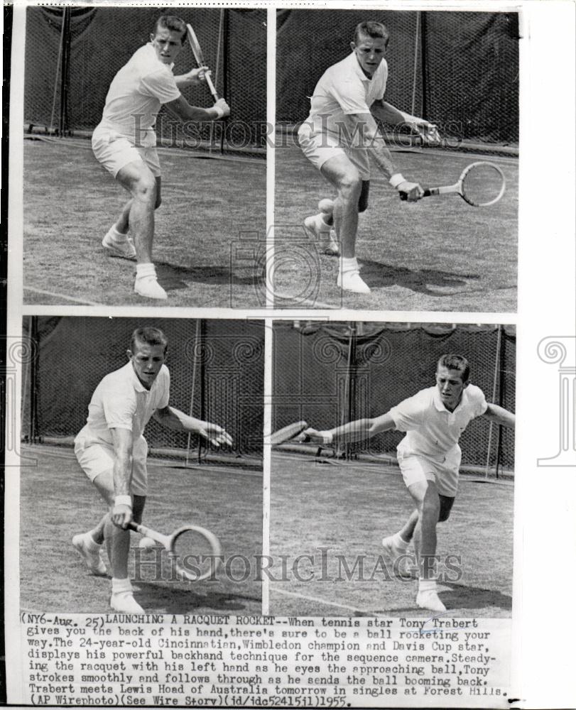 1965 Press Photo Tony Trabert backhand technique - Historic Images