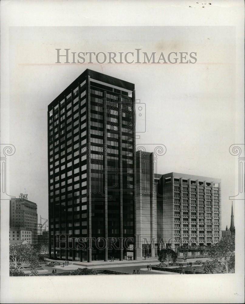 1970 Press Photo Detroit Trade Center Addition Michigan - Historic Images