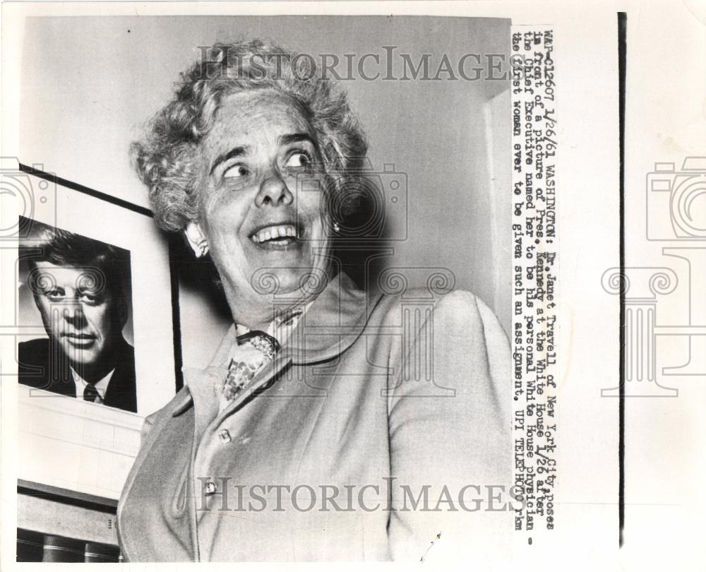 1961 Press Photo Janet Travell Kennedy White House - Historic Images